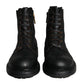 Dolce & Gabbana Black Lace Up Mid Calf Boots Men Shoes