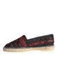 Dolce & Gabbana Black Maroon Woven Leather Buffalo Men Espadrille Shoes