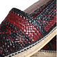 Dolce & Gabbana Black Maroon Woven Leather Buffalo Men Espadrille Shoes