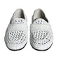 Dolce & Gabbana White Woven Leather Slip On Loafers Men Shoes