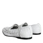 Dolce & Gabbana White Woven Leather Slip On Loafers Men Shoes