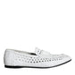 Dolce & Gabbana White Woven Leather Slip On Loafers Men Shoes