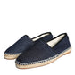 Dolce & Gabbana Blue Denim Cotton Leather Espadrilles Shoes