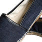 Dolce & Gabbana Blue Denim Cotton Leather Espadrilles Shoes