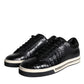 Dolce & Gabbana Black Leather Men Low Top Sneakers Shoes