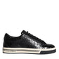 Dolce & Gabbana Black Leather Men Low Top Sneakers Shoes