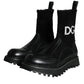 Dolce & Gabbana Black DG Logo Horse Sock Ankle Boots Shoes