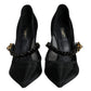 Dolce & Gabbana Black Mesh Mary Jane Crystal Heel Pumps Shoes