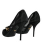 Dolce & Gabbana Black Mesh Mary Jane Crystal Heel Pumps Shoes