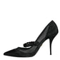 Dolce & Gabbana Black Mesh Mary Jane Crystal Heel Pumps Shoes