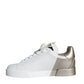 Dolce & Gabbana White Gold Portofino Low Top Leather Sneakers Shoes