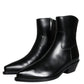 Dolce & Gabbana Black Leather Ankle Boots Booties Shoes