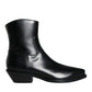 Dolce & Gabbana Black Leather Ankle Boots Booties Shoes