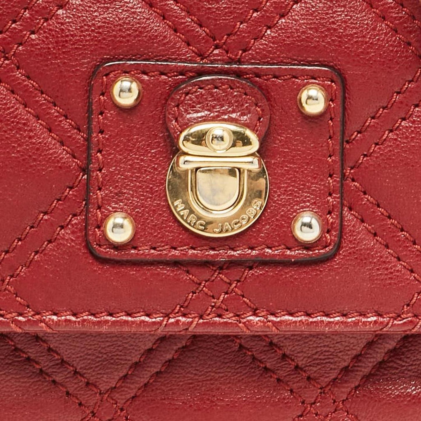 Red Quilted  Leather The Small Single Flap Bag