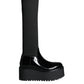 Dolce & Gabbana Black Leather Jersey Knee High Boots Shoes