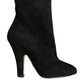 Dolce & Gabbana Black Suede Leather Mid Calf Boots Shoes