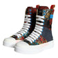 Dolce & Gabbana Multicolor Patchwork Logo High Top Sneakers Shoes