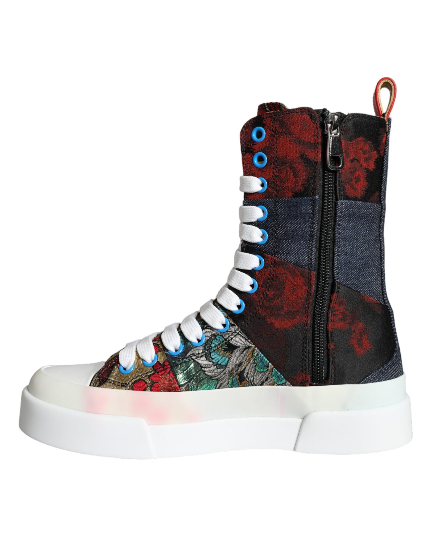 Dolce & Gabbana Multicolor Patchwork Logo High Top Sneakers Shoes