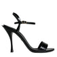 Dolce & Gabbana Black KEIRA Leather Heels Sandals Shoes