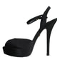 Dolce & Gabbana Black Leather Platform Heels Sandals Shoes