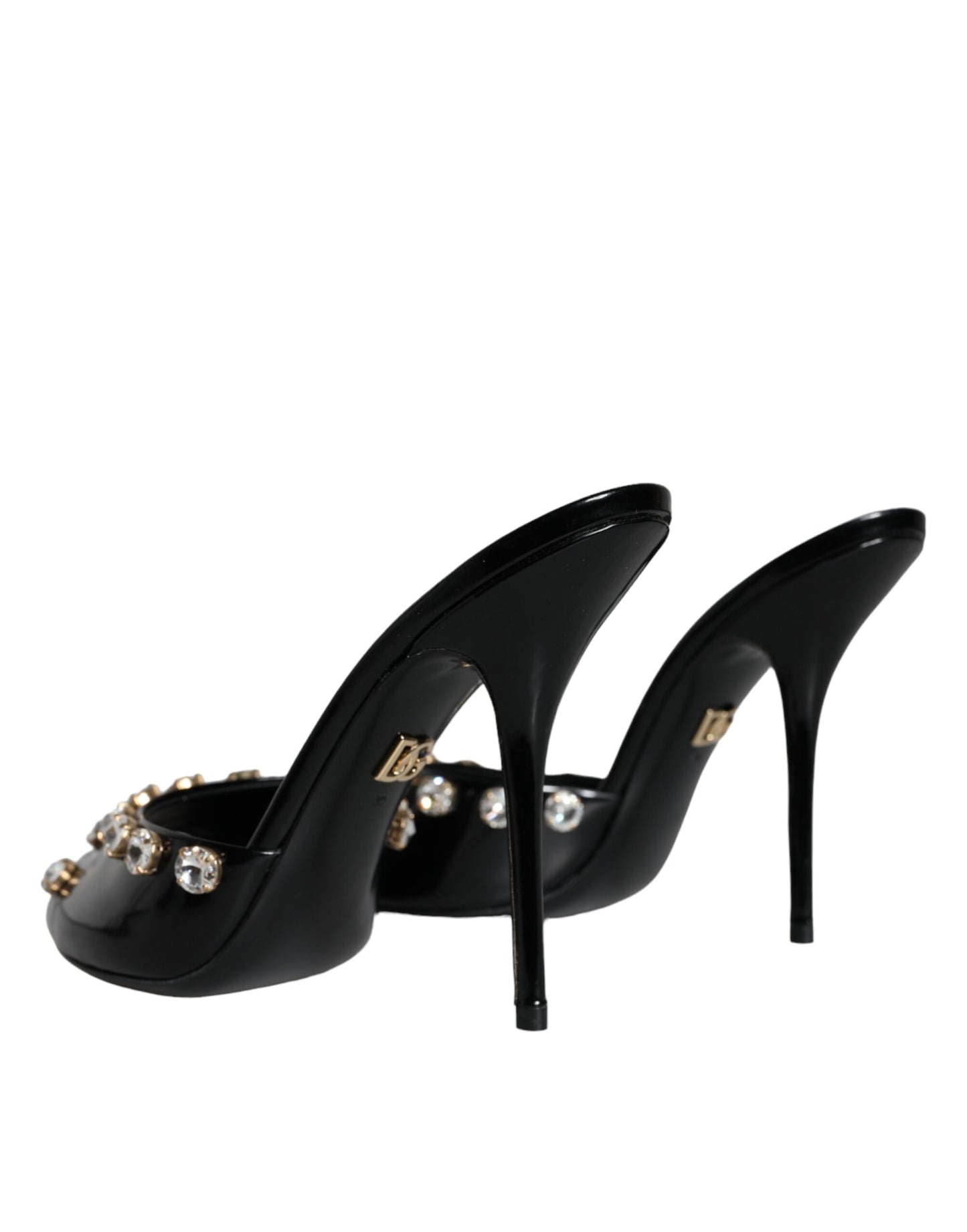 Dolce & Gabbana Black Crystal Heels Keira Sandals Shoes