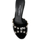 Dolce & Gabbana Black Crystal Heels Keira Sandals Shoes