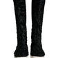 Dolce & Gabbana Black Xiangao Lamb Fur Leather Boots Shoes