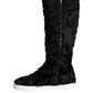 Dolce & Gabbana Black Xiangao Lamb Fur Leather Boots Shoes