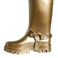 Dolce & Gabbana Metallic Gold Rubber PVC Rain Boots Shoes