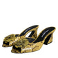 Dolce & Gabbana Yellow Leather Block Heels Slides Shoes