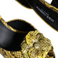 Dolce & Gabbana Yellow Leather Block Heels Slides Shoes