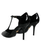 Dolce & Gabbana Black Leather T-strap Stiletto High Heels Shoes