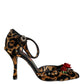 Dolce & Gabbana Brown Leopard Floral Crystal Ankle Strap Pumps Shoes