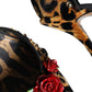 Dolce & Gabbana Brown Leopard Floral Crystal Ankle Strap Pumps Shoes