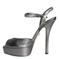 Dolce & Gabbana Metallic Silver Leather Keira Platform Sandals Shoes