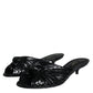 Dolce & Gabbana Black Leather Heels Slides Sandals Shoes