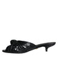 Dolce & Gabbana Black Leather Heels Slides Sandals Shoes