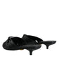 Dolce & Gabbana Black Leather Heels Slides Sandals Shoes