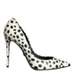 Dolce & Gabbana Black White Polka Dot Leather Pumps Shoes