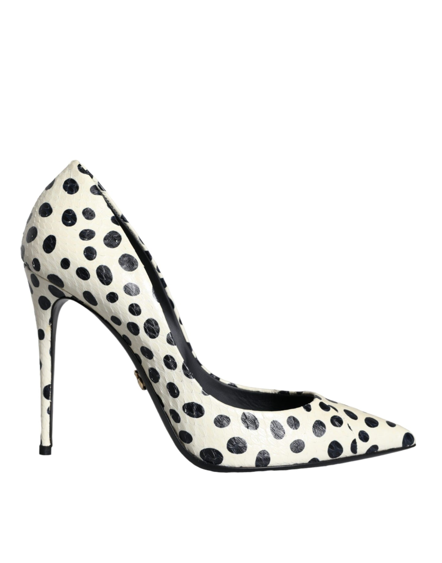 Dolce & Gabbana Black White Polka Dot Leather Pumps Shoes