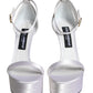 Dolce & Gabbana White Keira Satin Ankle Strap Sandals Shoes