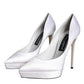 Dolce & Gabbana White Satin Platform High Heels Pumps Shoes