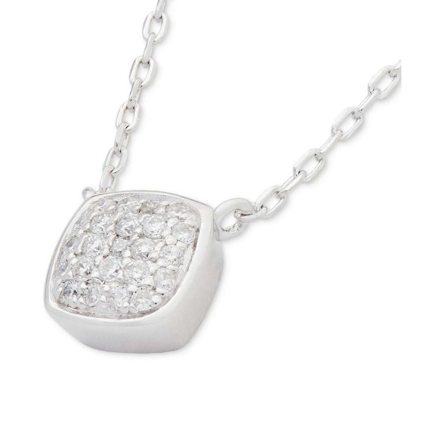 Time To Shine Sterling Silver Pavé Diamond Accent Pendant Necklace, 16" + 3" extender