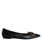 Dolce & Gabbana Black Devotion Leather Pointy Flats Shoes