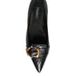 Dolce & Gabbana Black Devotion Leather Pointy Flats Shoes