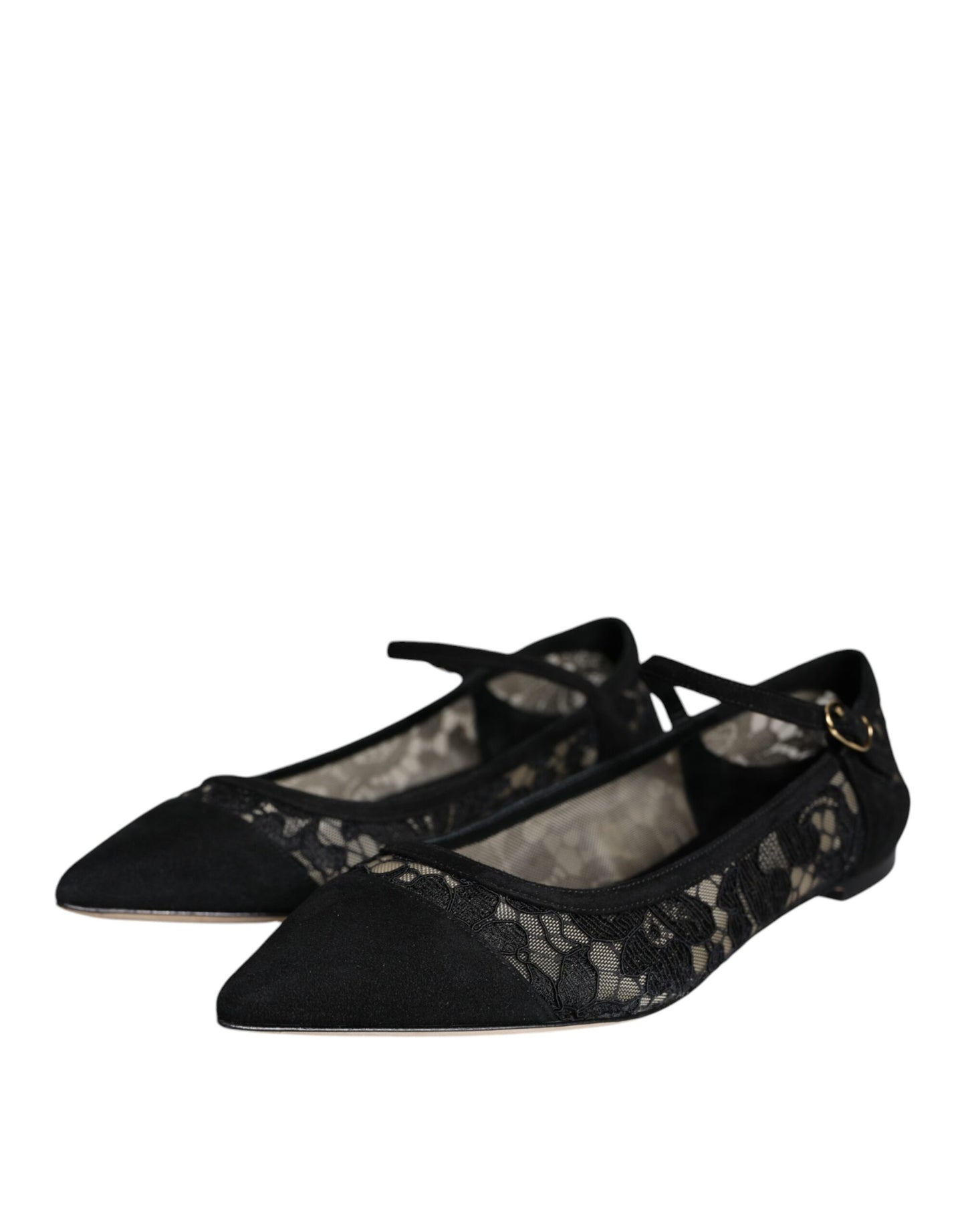 Dolce & Gabbana Black Taormina Lace Bellucci Flats Shoes