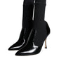 Dolce & Gabbana Black Stretch Stilettos Booties Socks Shoes