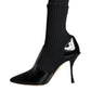 Dolce & Gabbana Black Stretch Stilettos Booties Socks Shoes