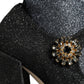 Dolce & Gabbana Black Crystal Mary Janes Booties Shoes