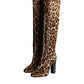 Dolce & Gabbana Beige Black Leopard Knee High Boots Shoes